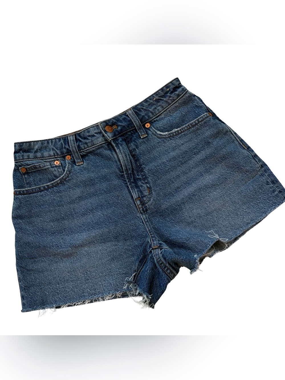 Madewell Womens 28 Shorts High-Rise Denim Shorts Cut Off Raw Hem Distressed